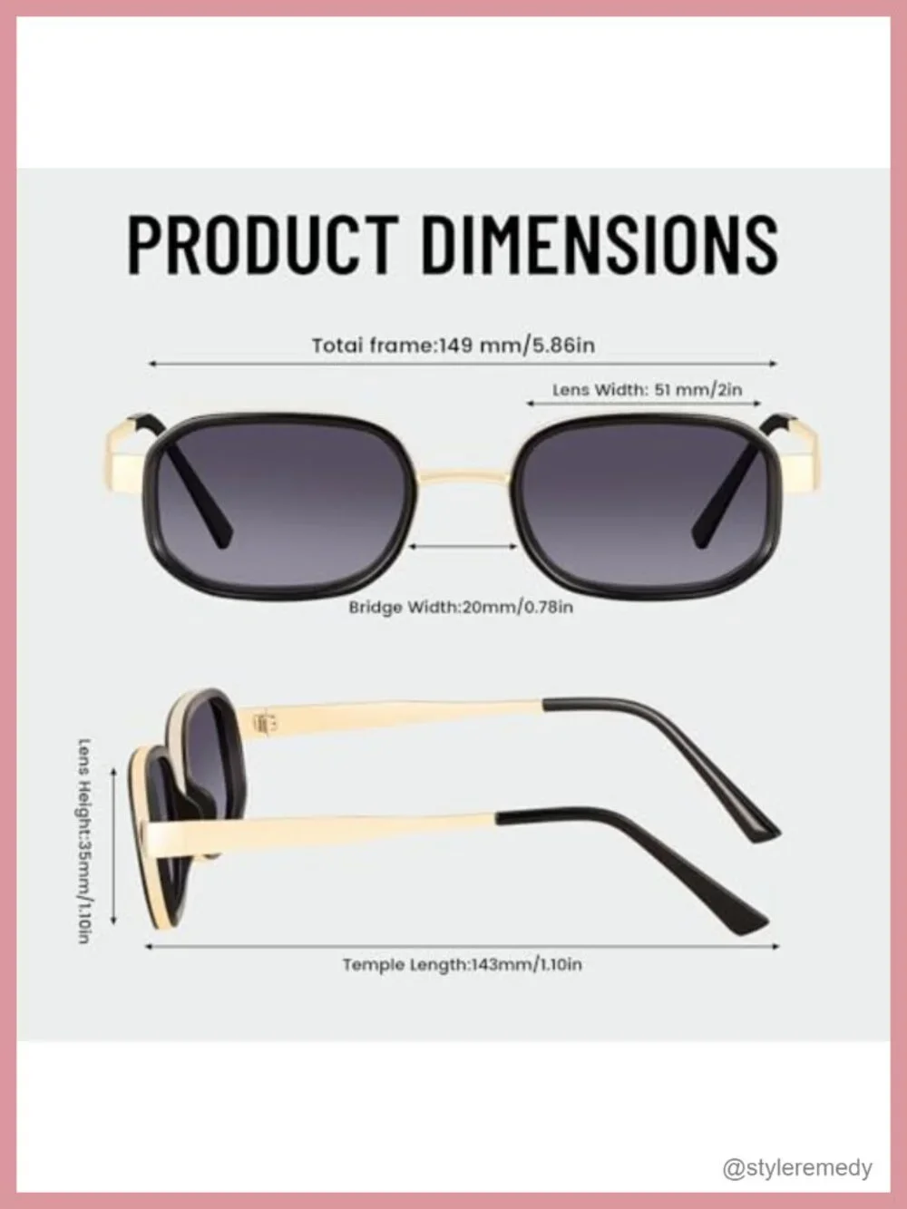 Retro Rectangle Sunglasses UV400 Protection Stainless Steel Frame Unisex